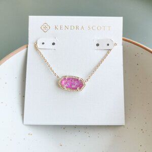 Kendra Scott Elisa Gold Fuchsia Kyocera Opal Necklace. NEW
